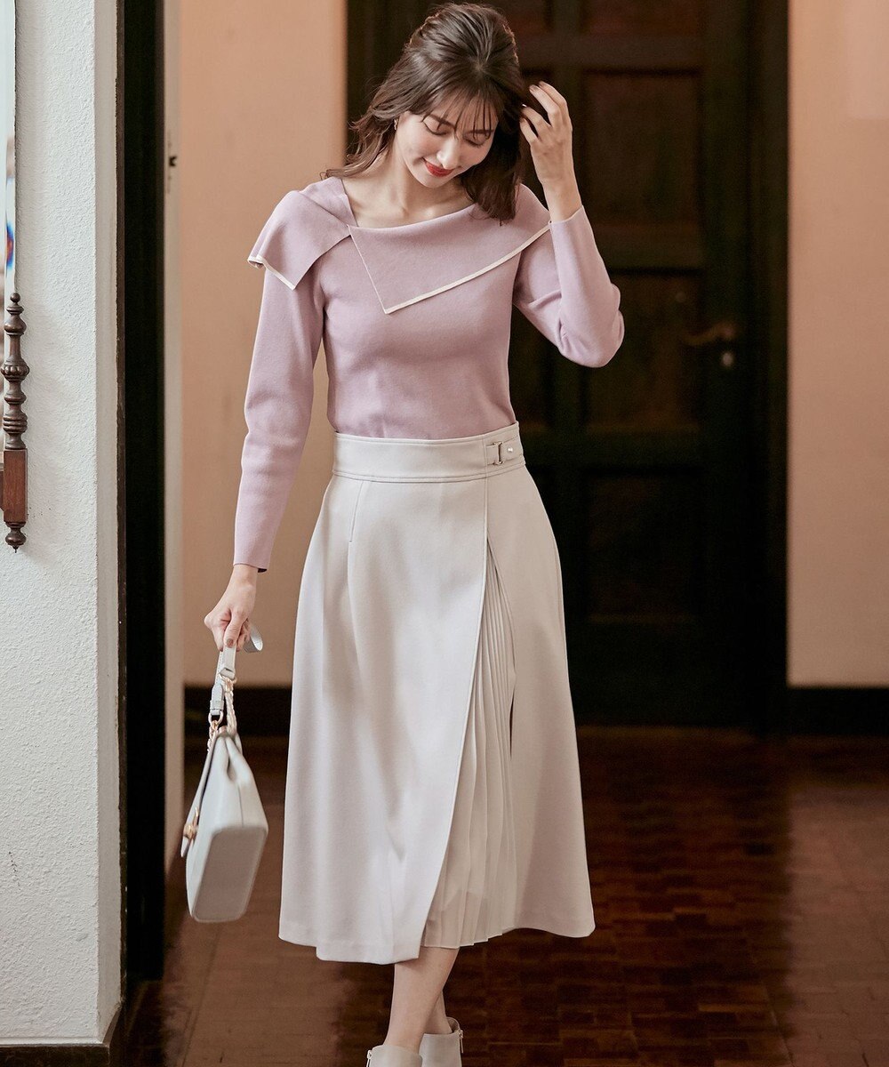 ANY SIS 【洗える】パール調ポイントツイル スカート 