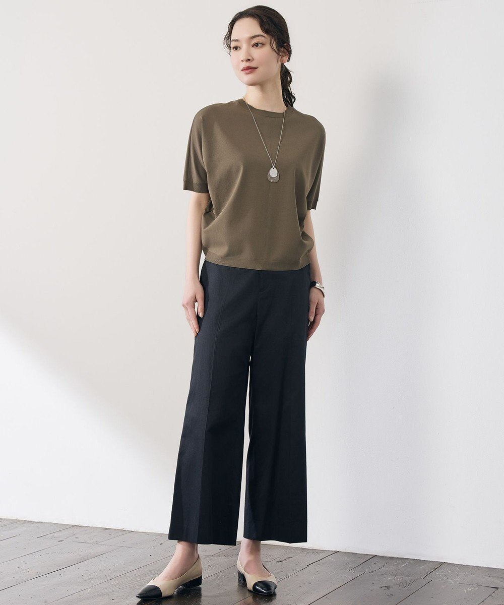 自由区 【カタログ掲載・定番人気・新色追加】コットンサテンクロップド丈ワイドストレート パンツ 