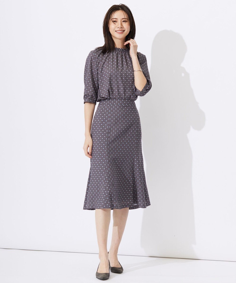 J.PRESS LADIES L 【洗える】ジオメトリックプリント スカート 