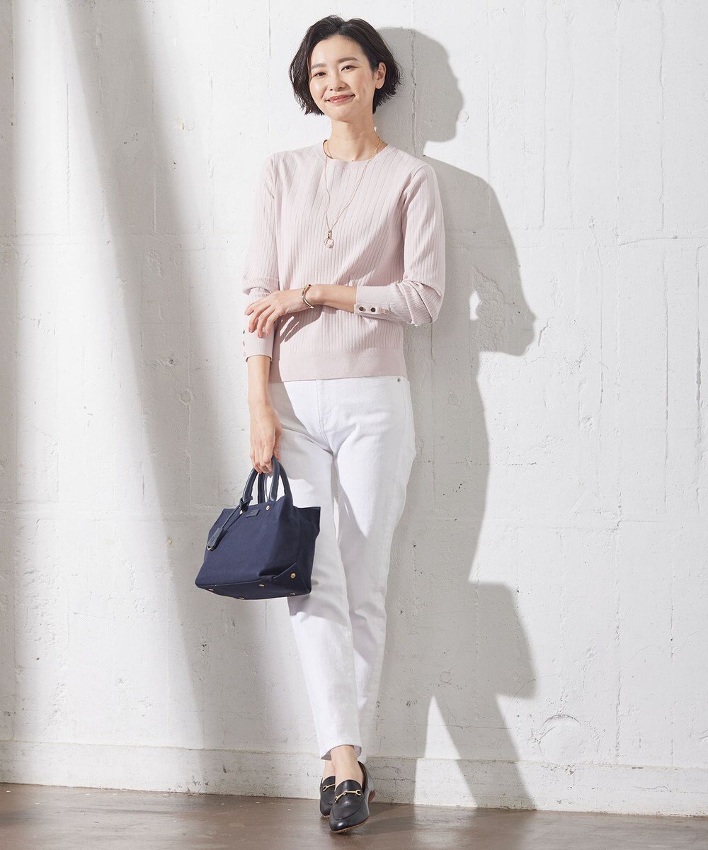 J.PRESS LADIES 【洗える】RAYON STRETCH PLAIN クルーネック ニット 