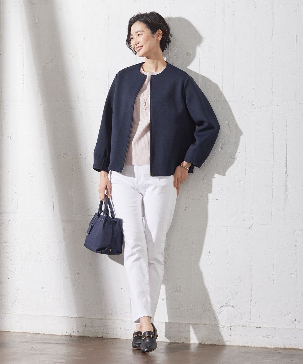 J.PRESS LADIES 【洗える】RAYON STRETCH PLAIN クルーネック ニット 