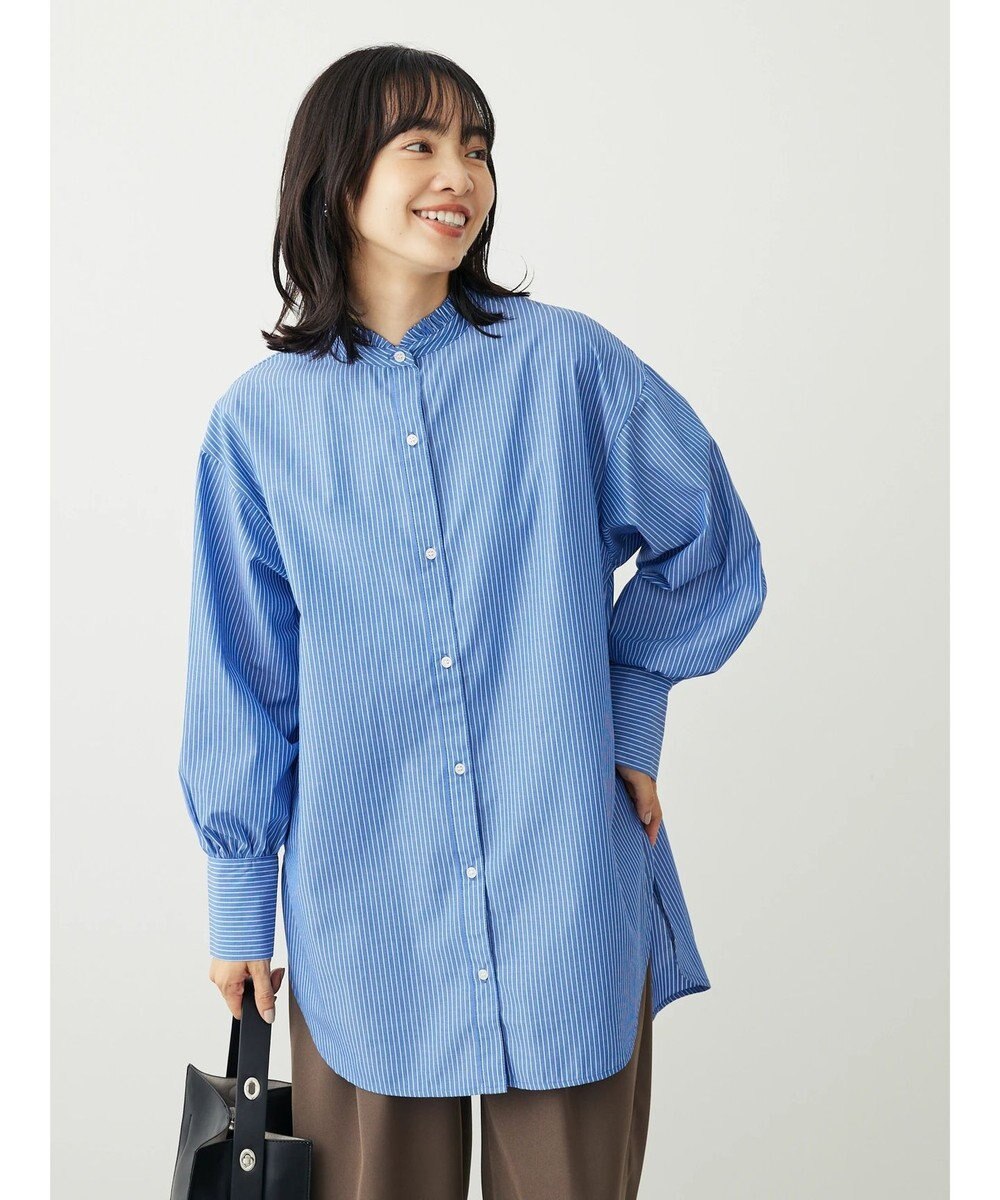 Green Parks イージーケアスタンドフリルシャツチュニック 