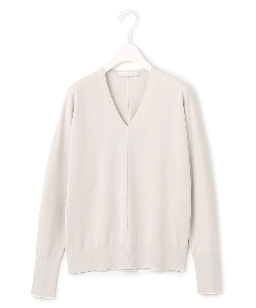 ICB L 【洗える】シンセティックハイゲージ Vネックニット 