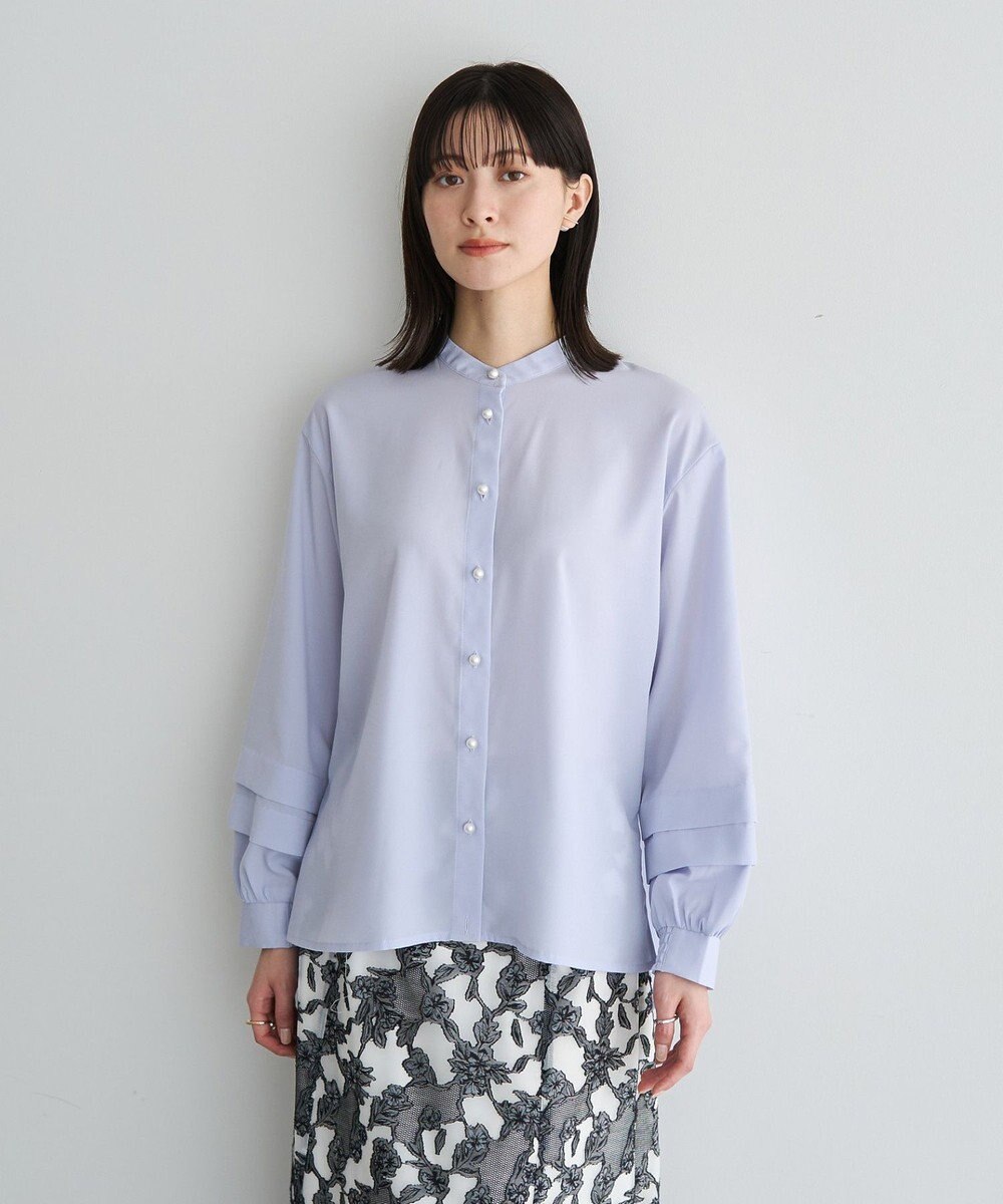 YECCA VECCA 2way裾アレンジパール釦ブラウス 