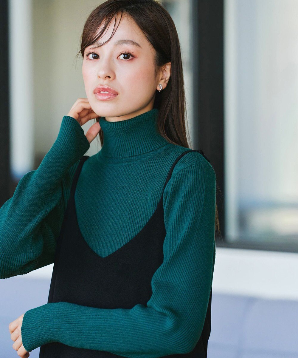 Tiaclasse L 【新色追加・洗える】リブタートルニット 