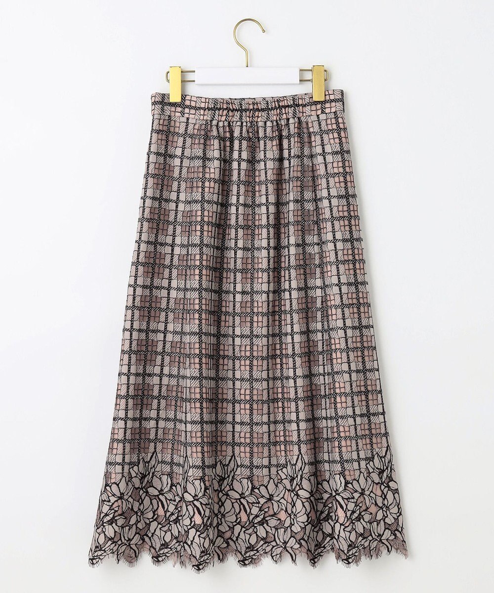 ANY SIS 【洗える】フラワーレースチェックパネル スカート 