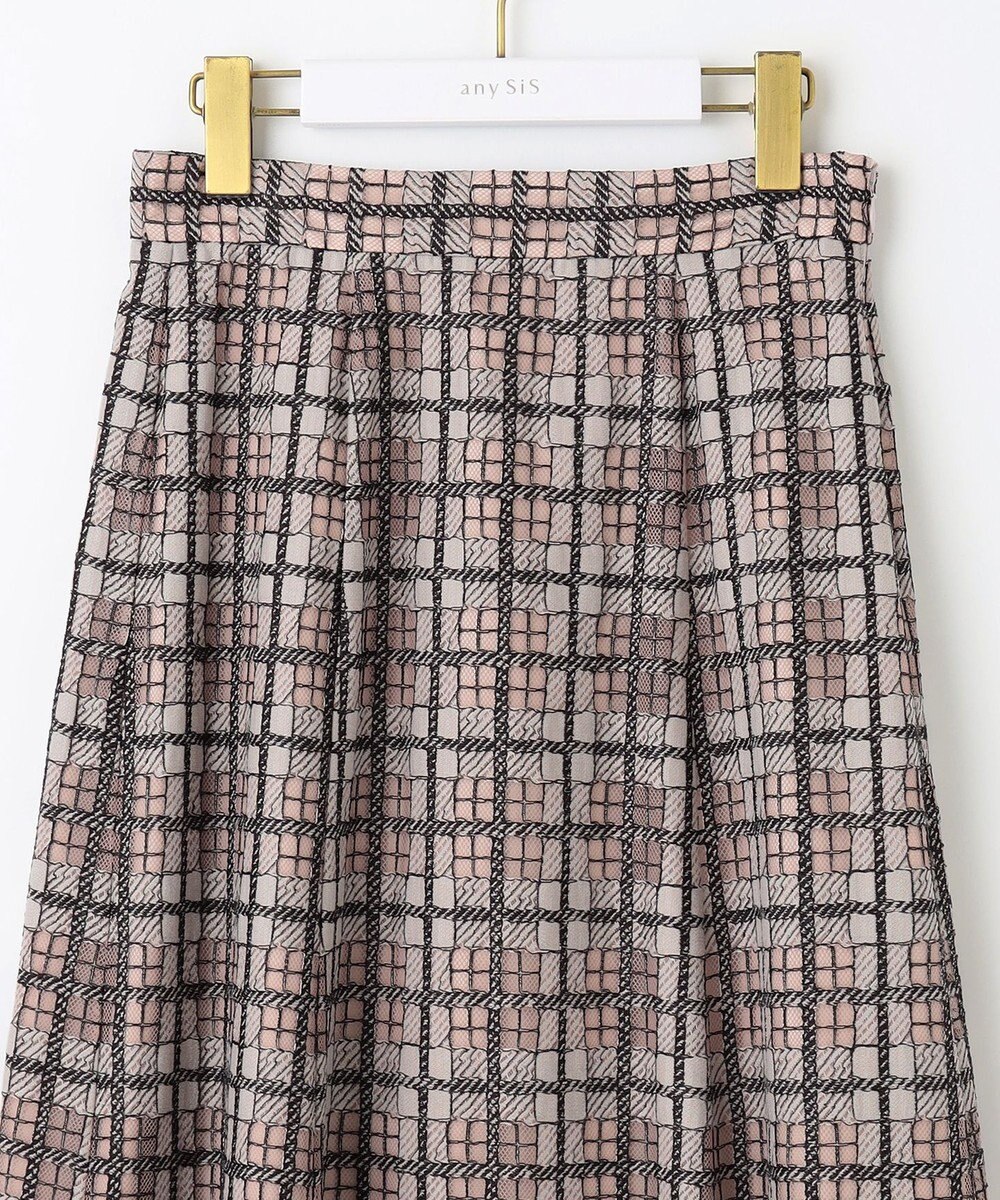 ANY SIS 【洗える】フラワーレースチェックパネル スカート 