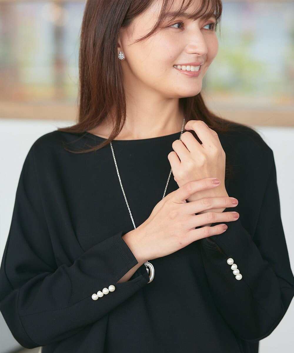 Tiaclasse L 【洗える】袖パールドルマントップス 