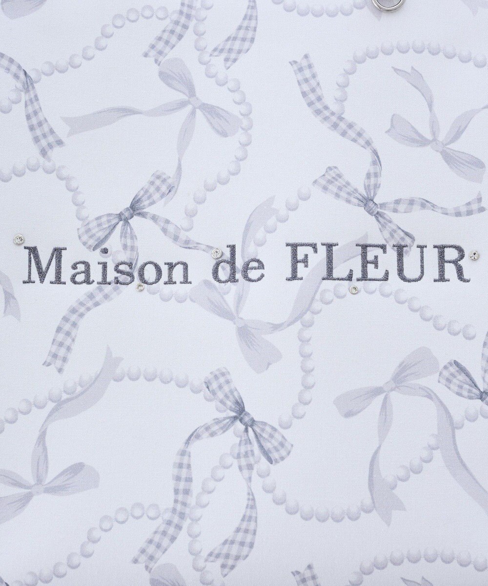 Maison de FLEUR リボンパールプリントマルチポケットトートバッグ 