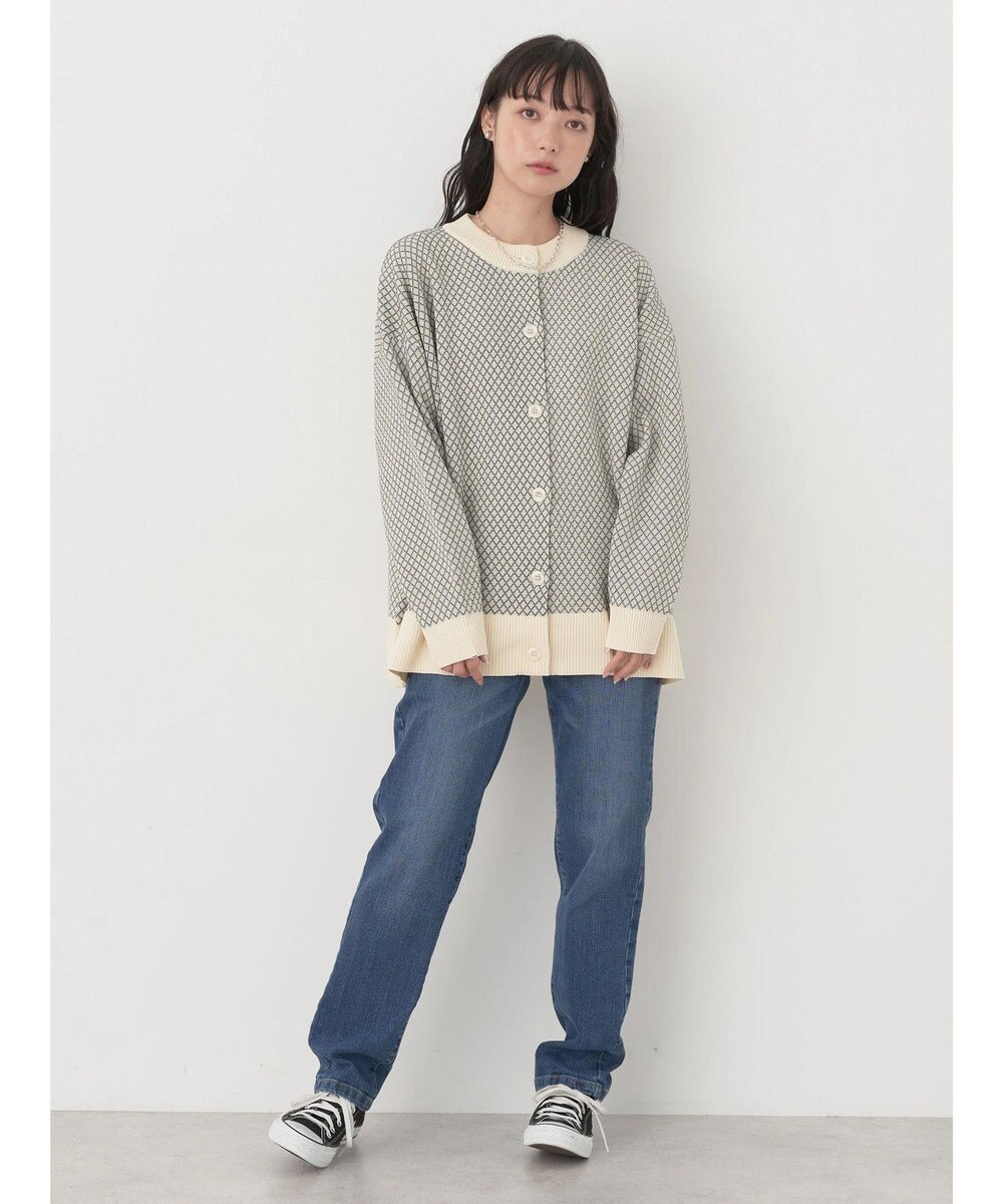 earth music&ecology ダイヤ柄ジャガードカーディガン 