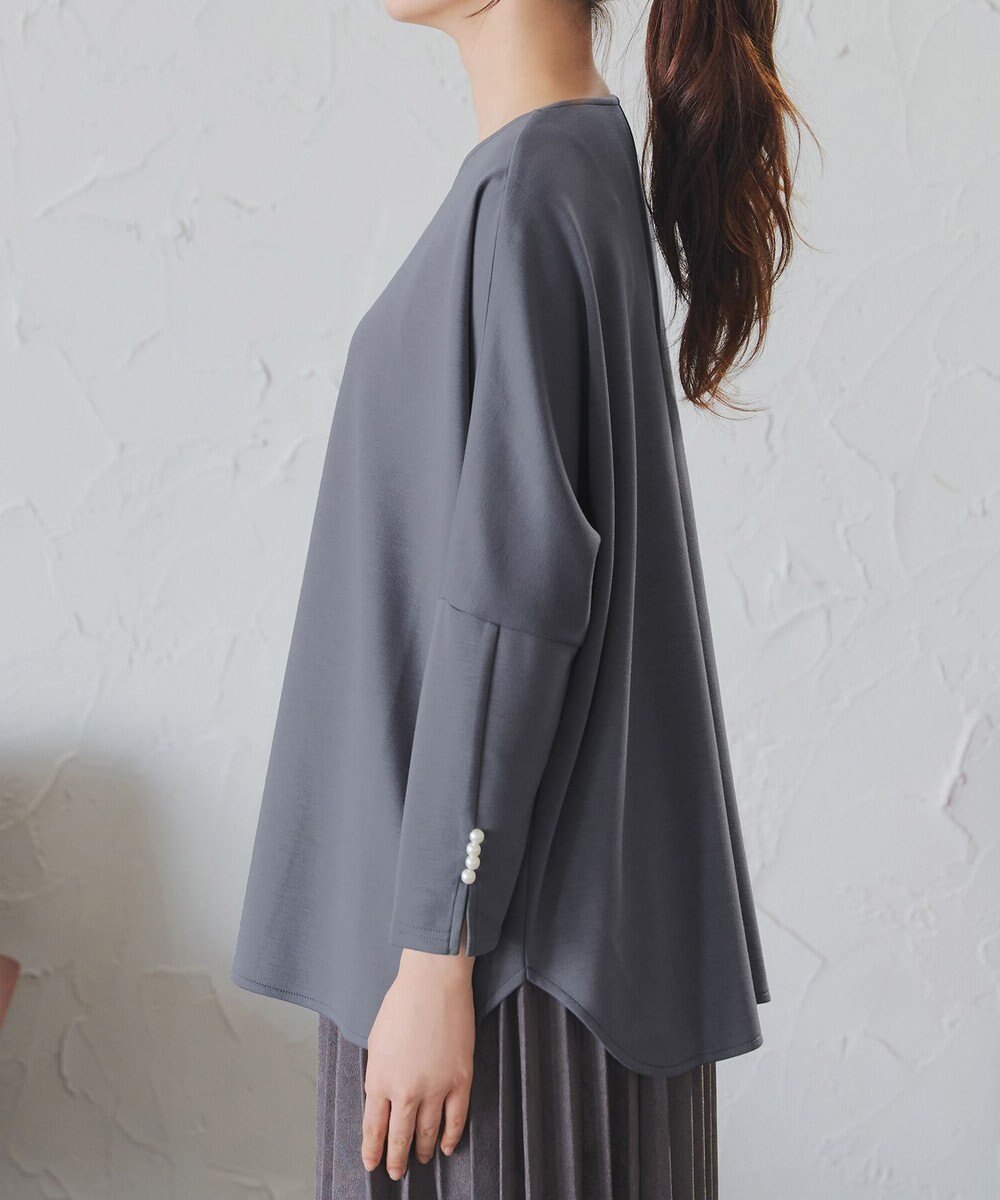 Tiaclasse L 【洗える】袖パールドルマントップス 