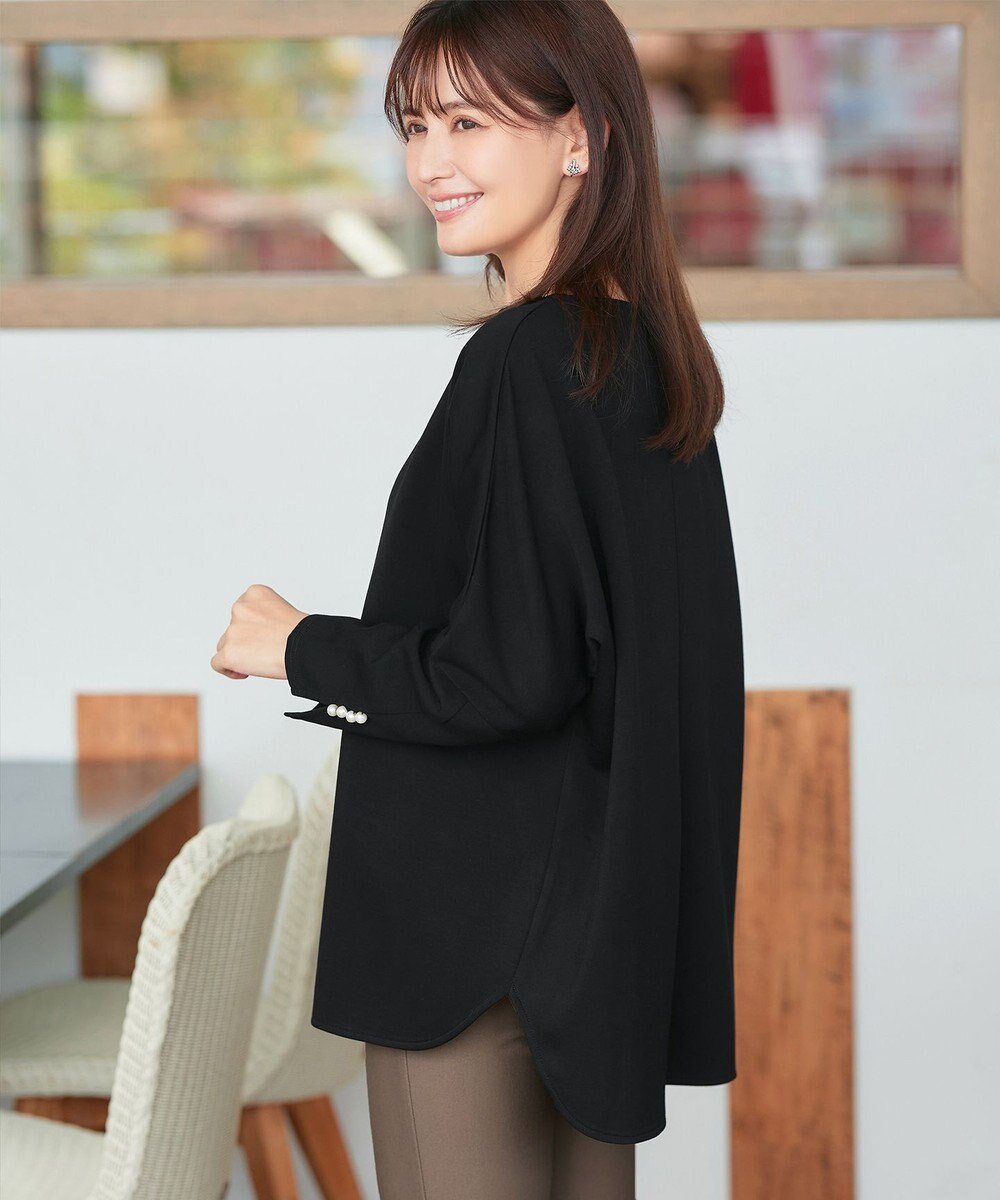 Tiaclasse L 【洗える】袖パールドルマントップス 