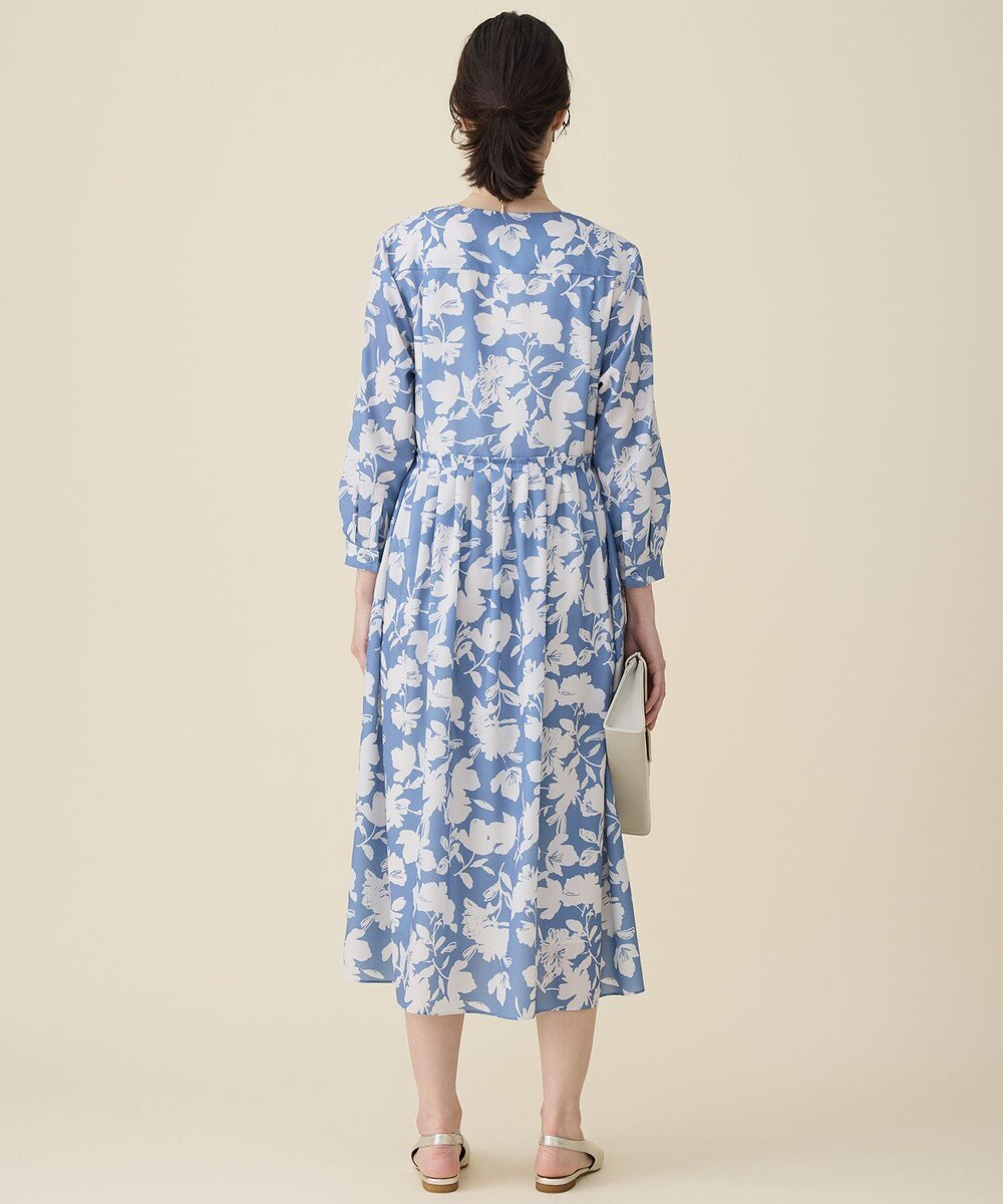 自由区 バイカラーフラワープリント ワンピース 