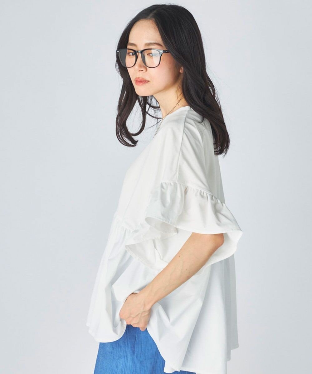 OP／FILA 【Ocean Pacific】らくティブ｜ティアード袖フレアカットソー 