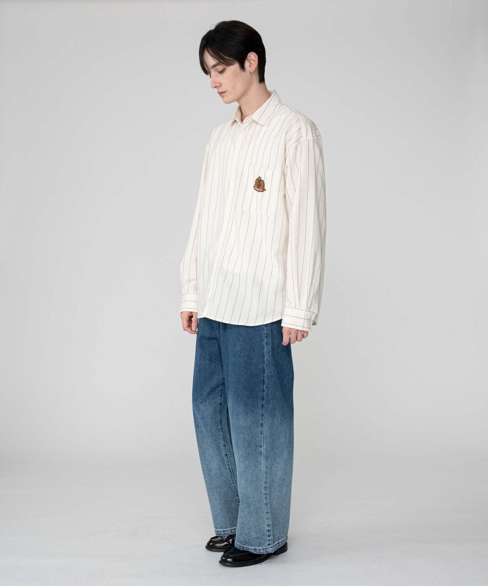 WEGO 【ユニセックス着用ITEM/MLサイズ展開】オックスフォードエンブレムシャツ（LS） 