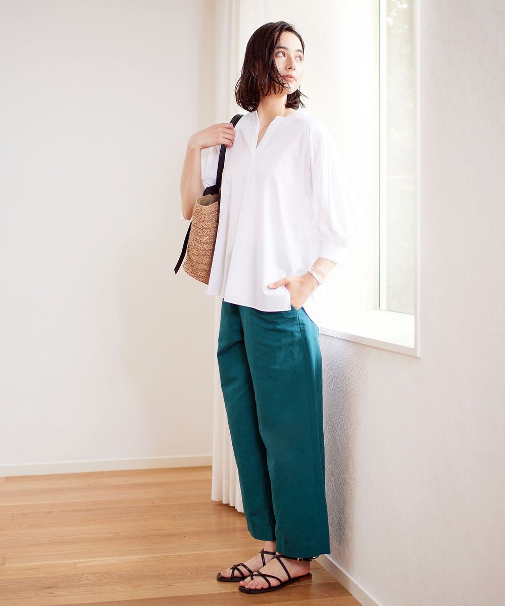 UNFILO 【軽量/UVケア】ライトリネン ワイドパンツ 