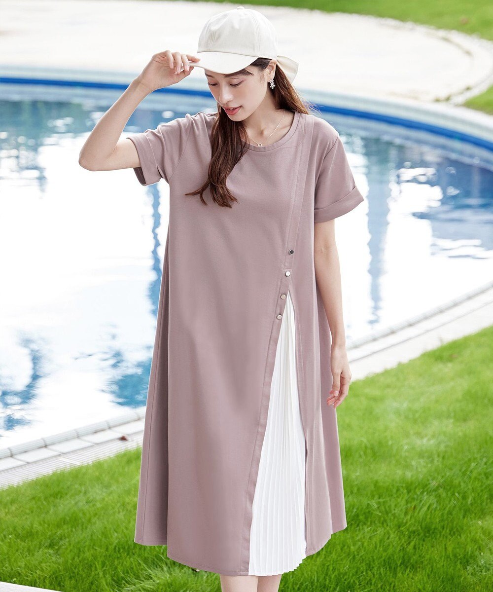 Tiaclasse 【UVケア・接触冷感】”あまラク” アシメプリーツカットソーワンピース 