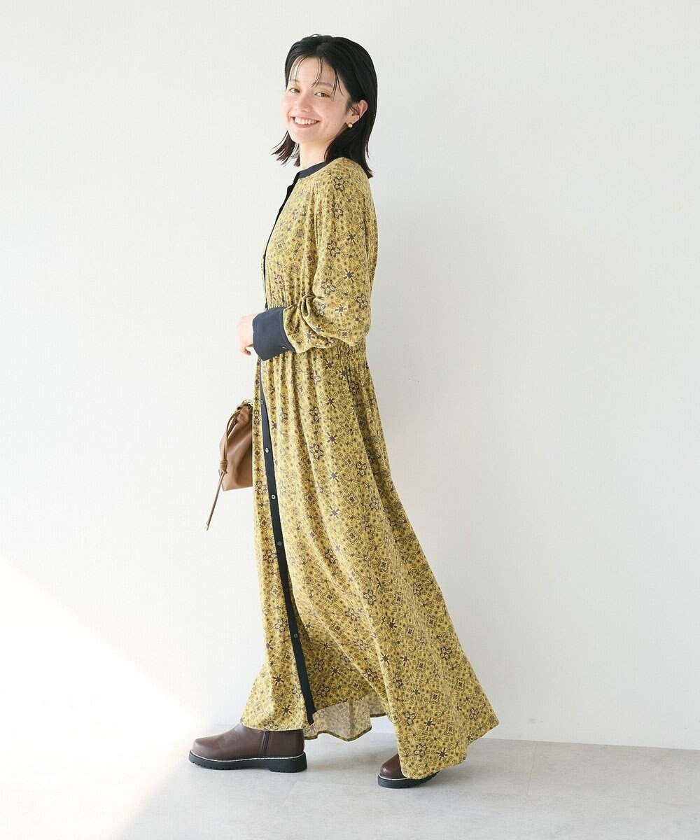 CRAFT STANDARD BOUTIQUE 総柄バイカラーワンピース 