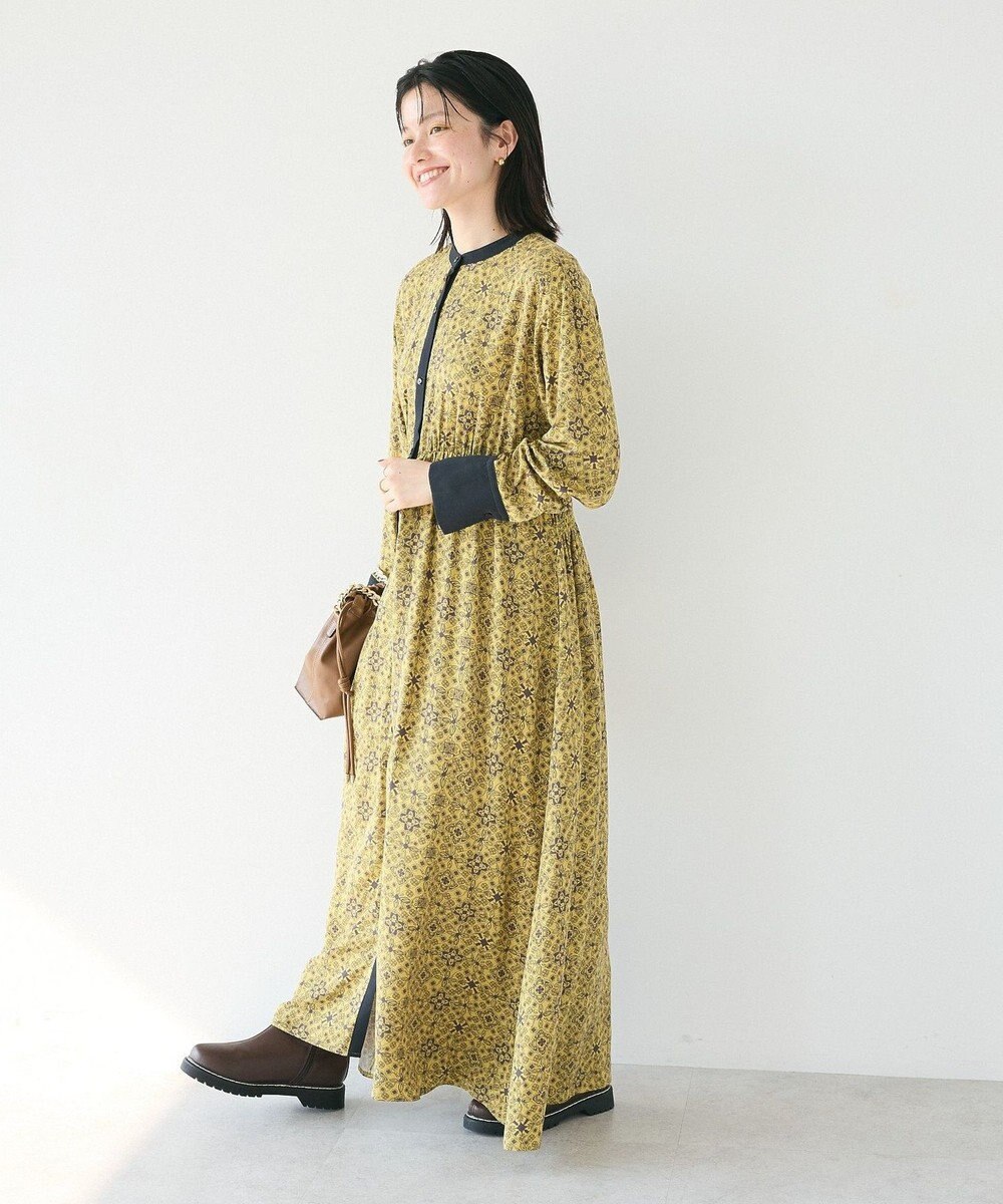 CRAFT STANDARD BOUTIQUE 総柄バイカラーワンピース 