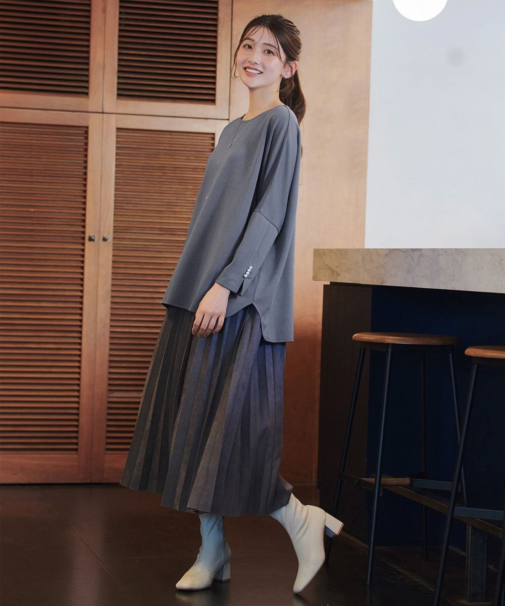 Tiaclasse L 【洗える】袖パールドルマントップス 