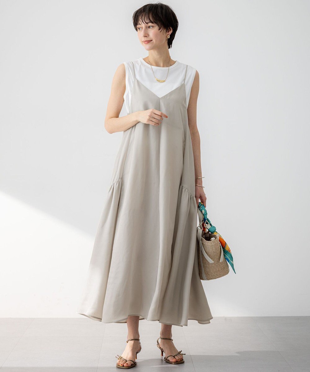 23区 【接触冷感性】フィブリルツイル キャミソールフレアワンピース 