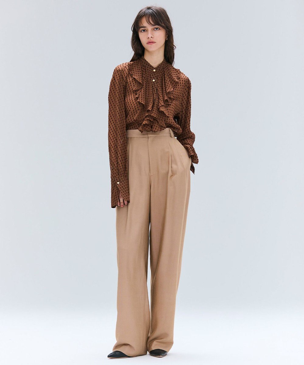 BEIGE， 【Oggi 10月号掲載】COBURN / シルク混2タックカーヴィーワイドパンツ 