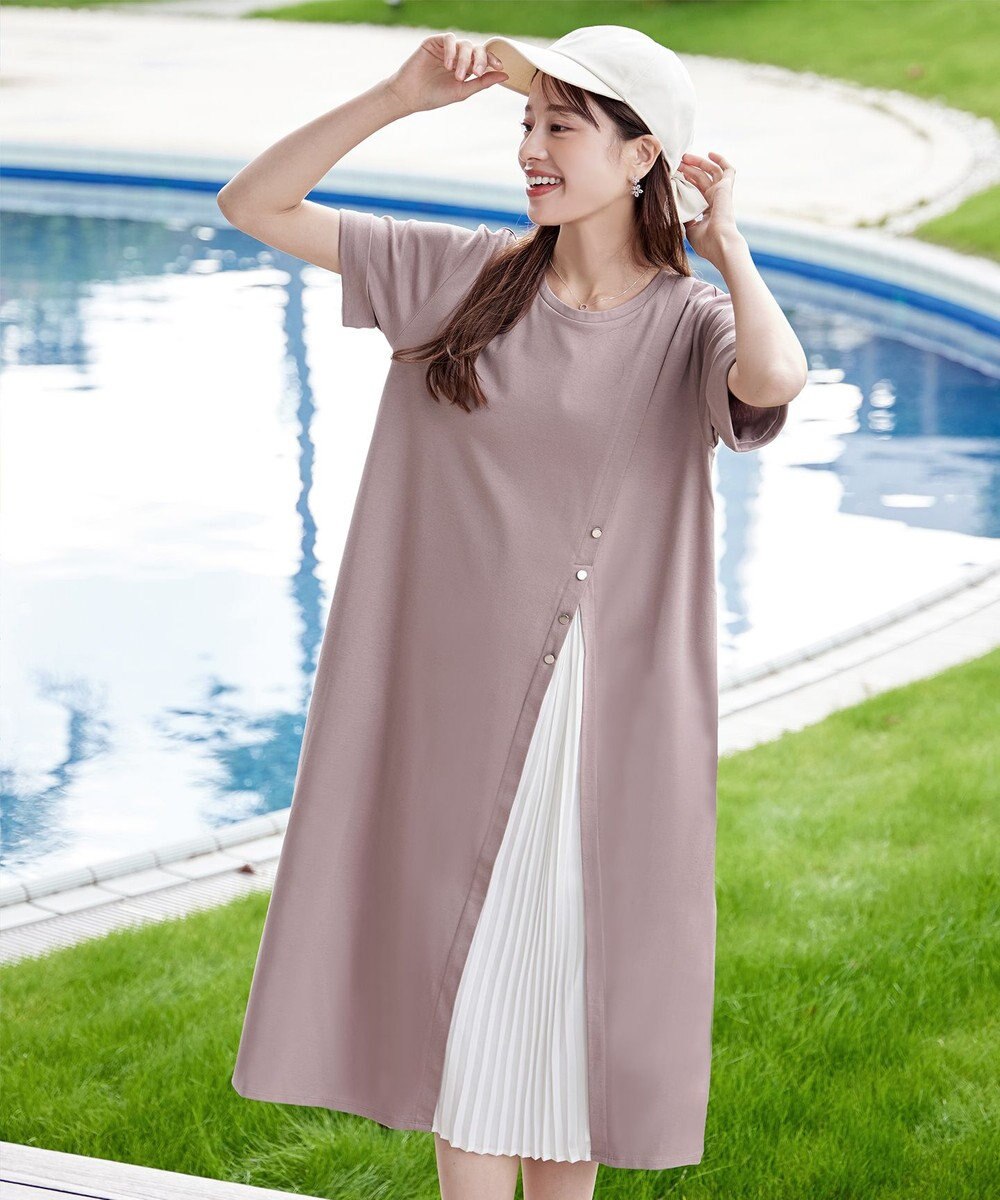 Tiaclasse 【UVケア・接触冷感】”あまラク” アシメプリーツカットソーワンピース 