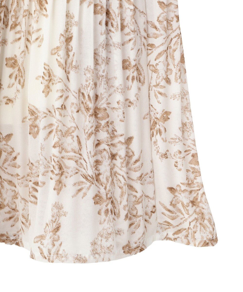 YECCA VECCA ボタニカル柄ボウタイプリーツワンピース 