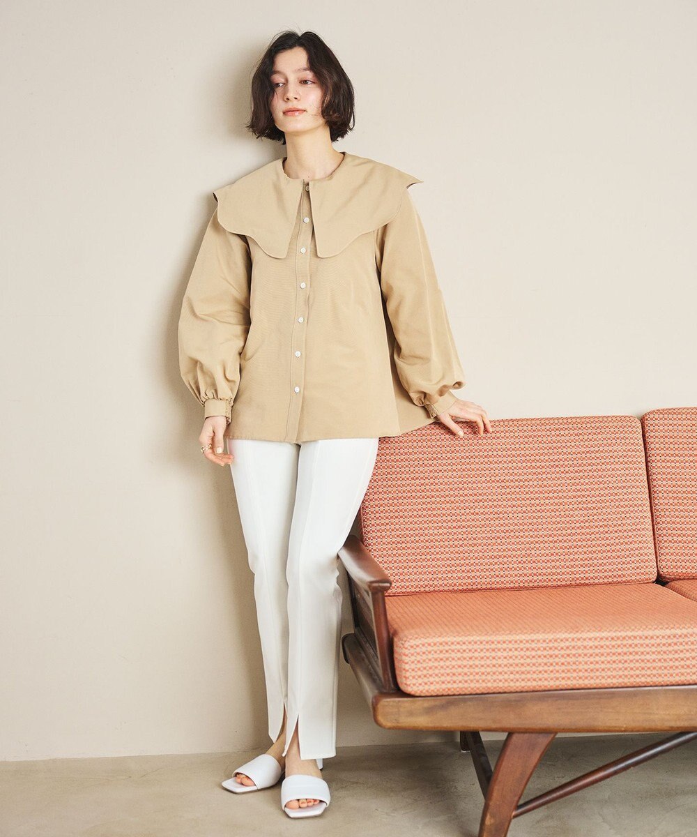 #Newans 【洗濯機可能/シワになりにくい】〈小柄さんにお勧め〉ウェービーカラーブラウス 