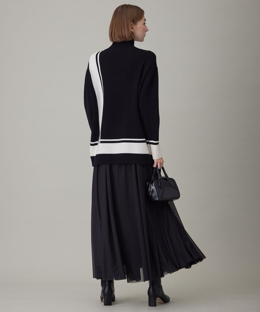 ICB 【洗える】 ソフトカシミヤミックス ライン柄ニット 