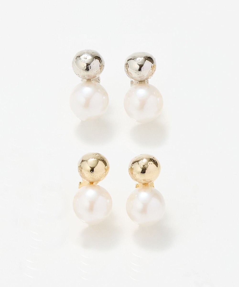 Phoebe ツインパールメタルイヤリング　シルバー 