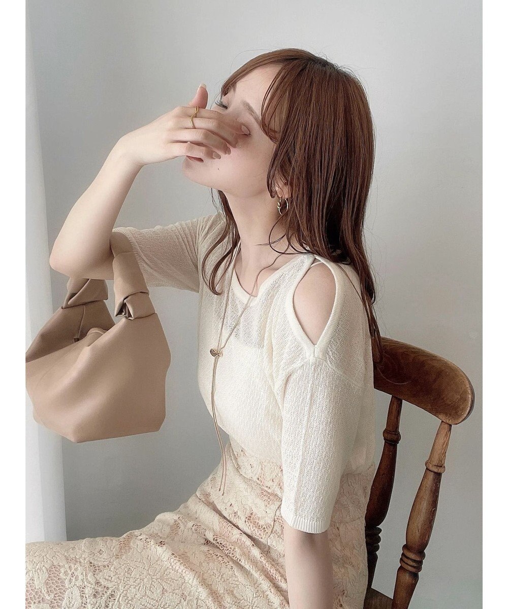 Green Parks 透かし編み肩あきニットプルオーバー 