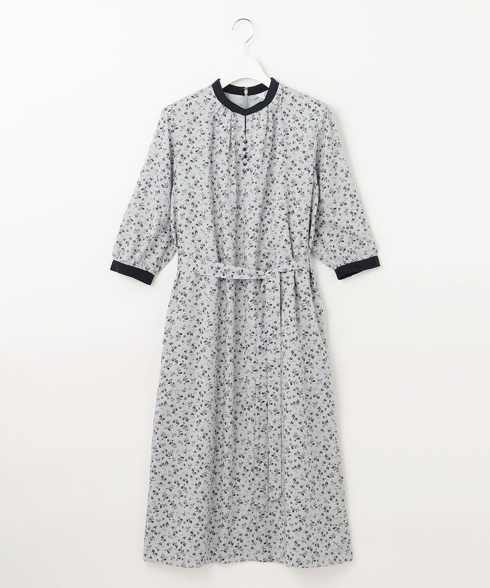 J.PRESS LADIES 【洗える】 スパンローンフラワー バンドカラー ワンピース 