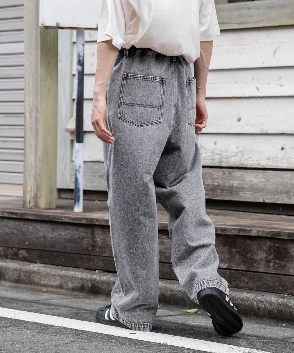 WEGO 【ユニセックス着用ITEM/ウエストゴム/SMLサイズ展開】デニムルーズテーパードパンツ 