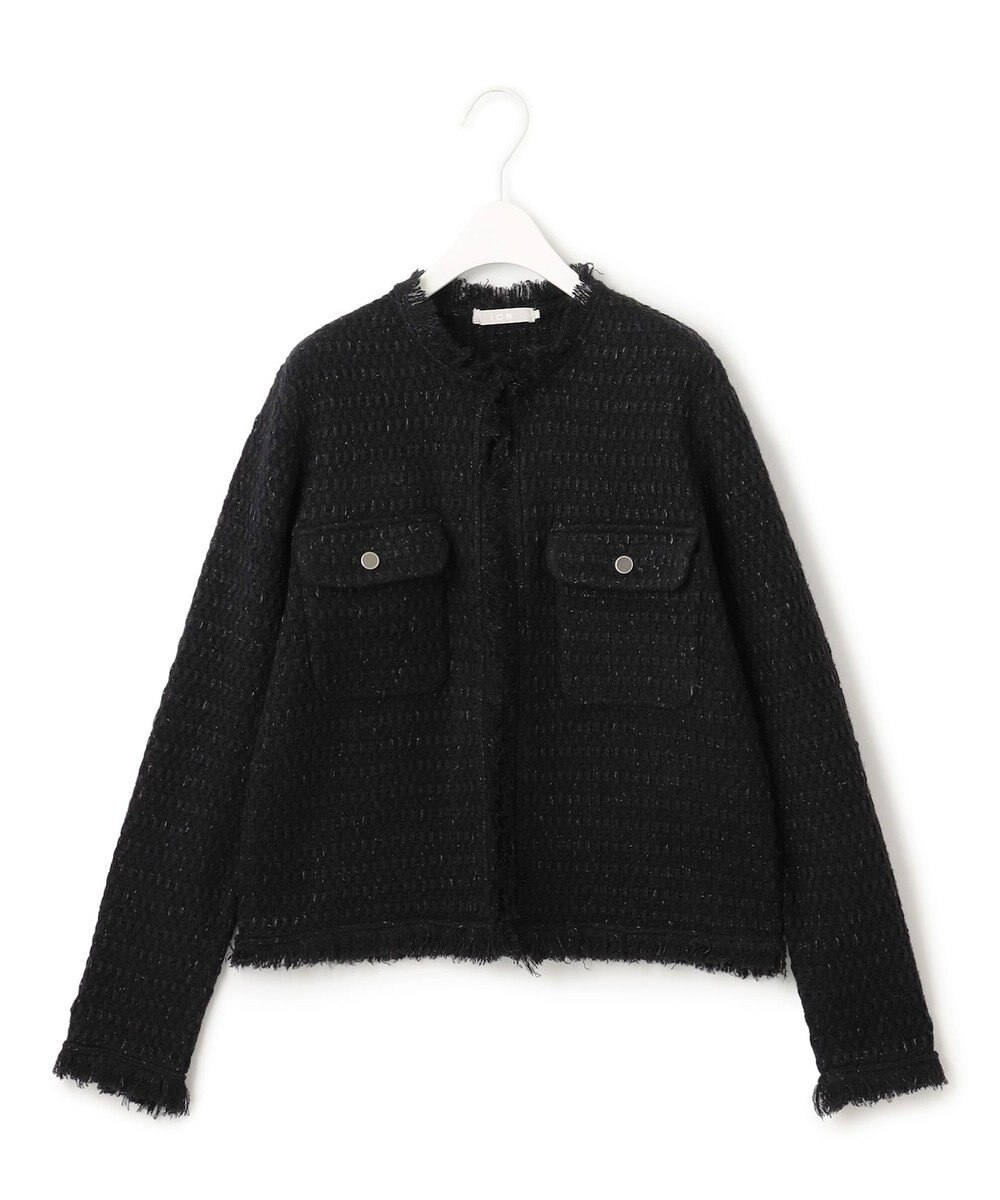 ICB L ルレックスニットツイード カーディガンジャケット 