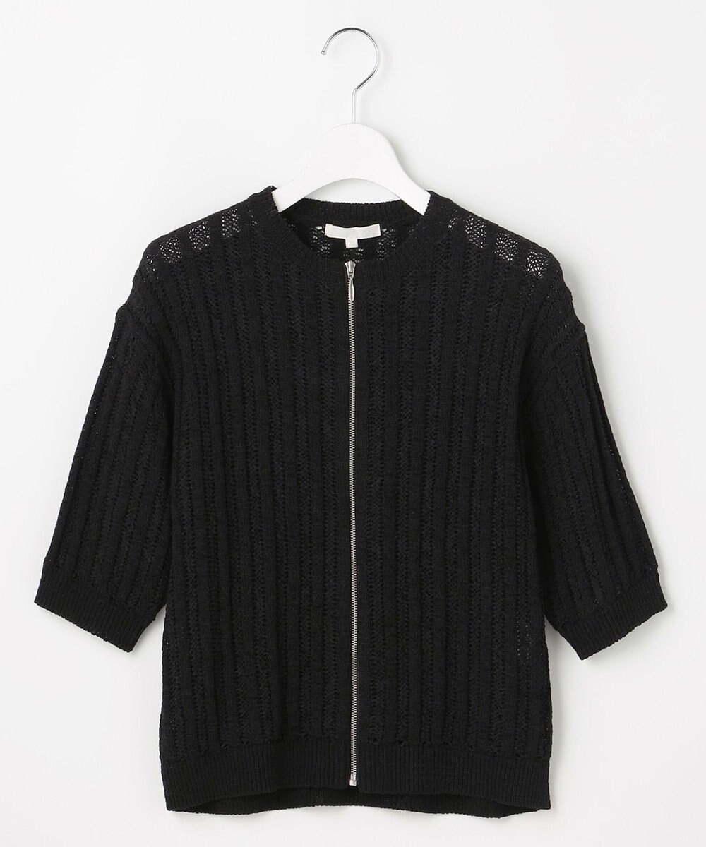 自由区 L ストライプパターンジップ ニット 