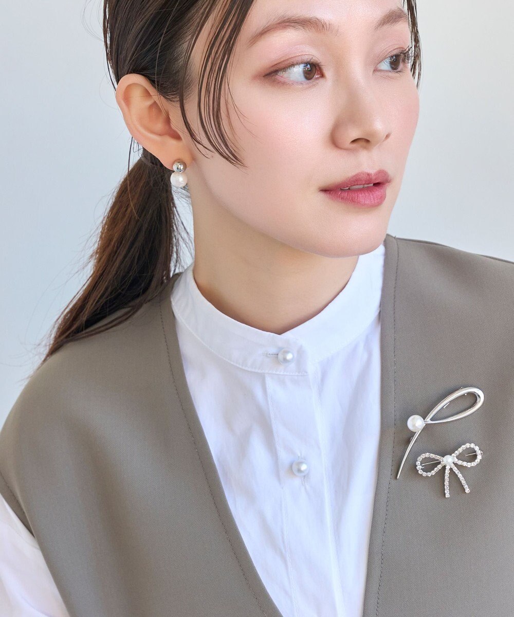 Phoebe ツインパールメタルイヤリング　シルバー 