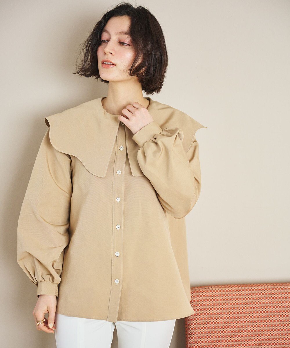 #Newans 【洗濯機可能/シワになりにくい】〈小柄さんにお勧め〉ウェービーカラーブラウス 