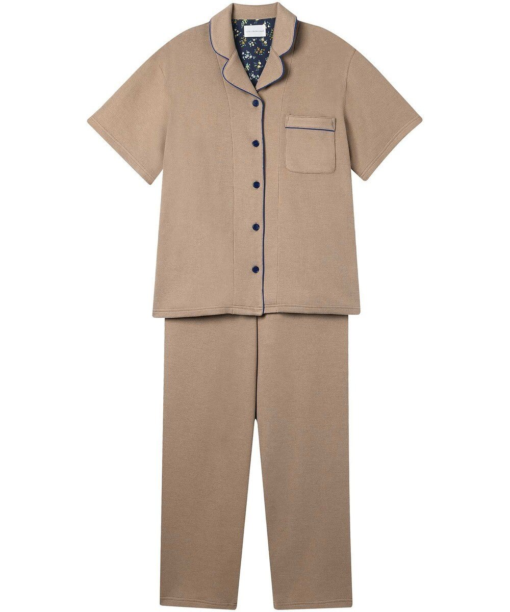 une nana cool 【綿混】ソフトコットンリブ 半袖開襟パジャマ MADE WITH LIBERTY FABRIC 