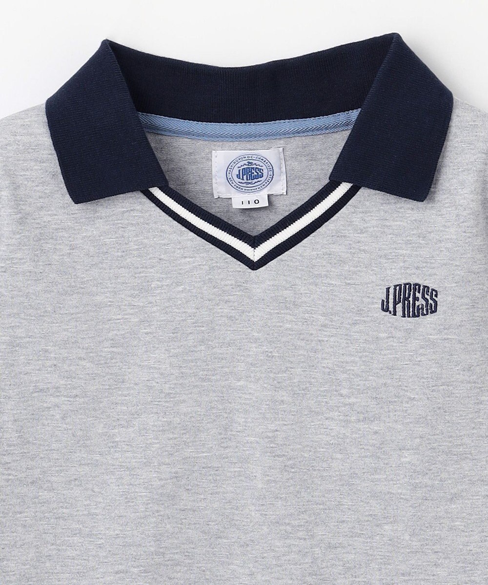 J.PRESS KIDS 【110-130cm】40/2天竺襟付き Vネック ポロシャツ 