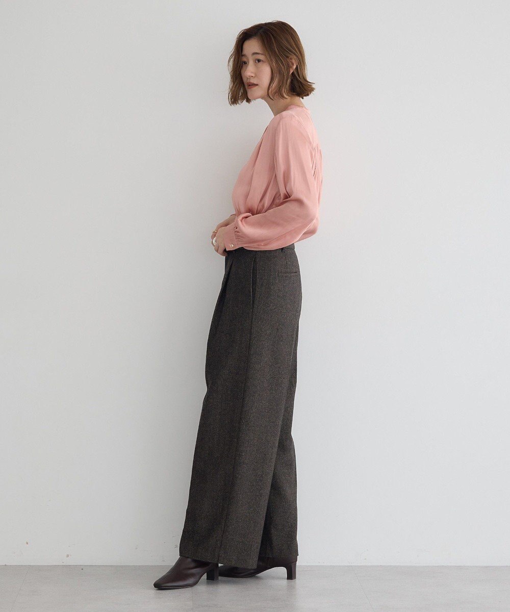 YECCA VECCA サテンギャザーブラウス 