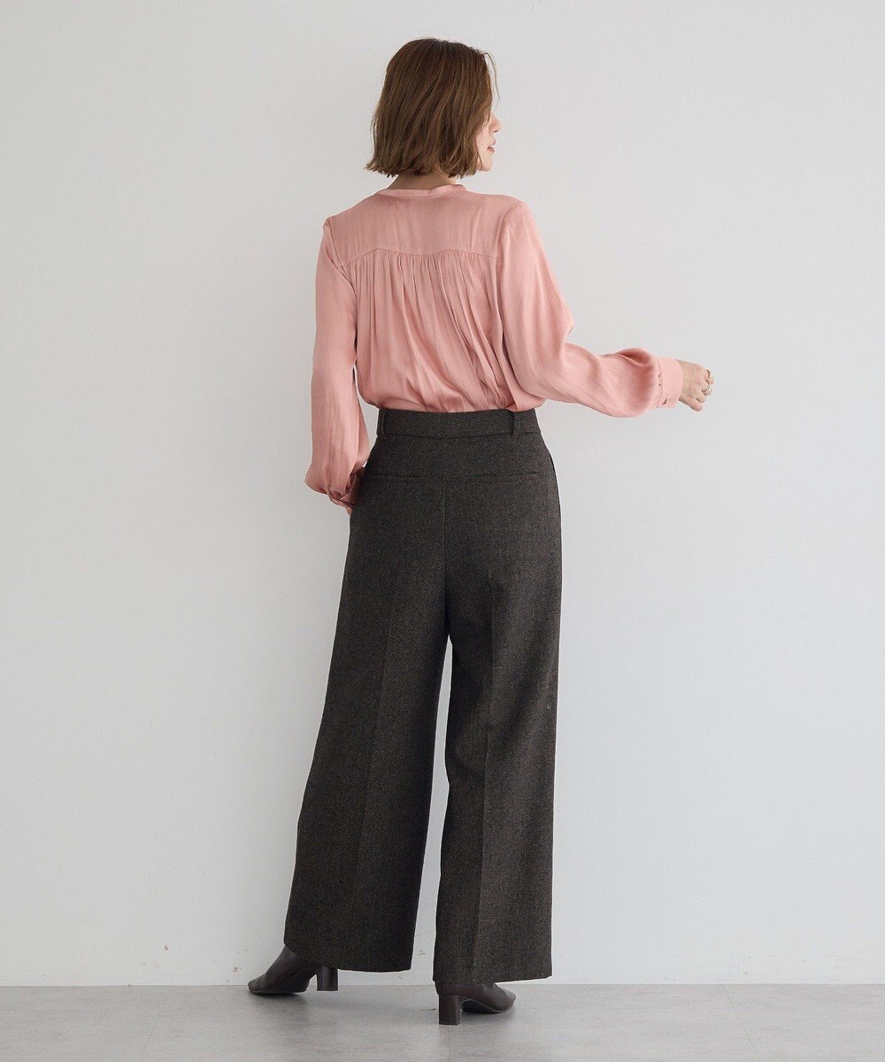 YECCA VECCA サテンギャザーブラウス 