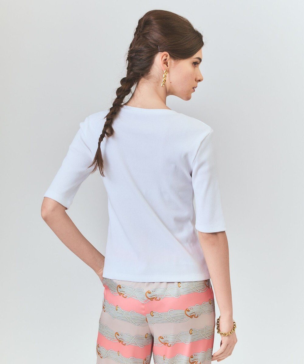 GRACE CONTINENTAL ハーフスリーブリブトップ 