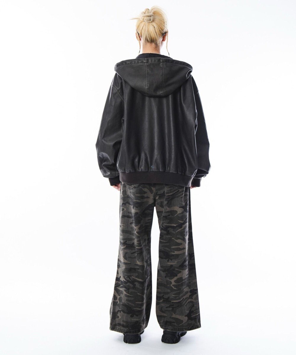 WEGO 【ユニセックス着用ITEM】PUフードブルゾン 