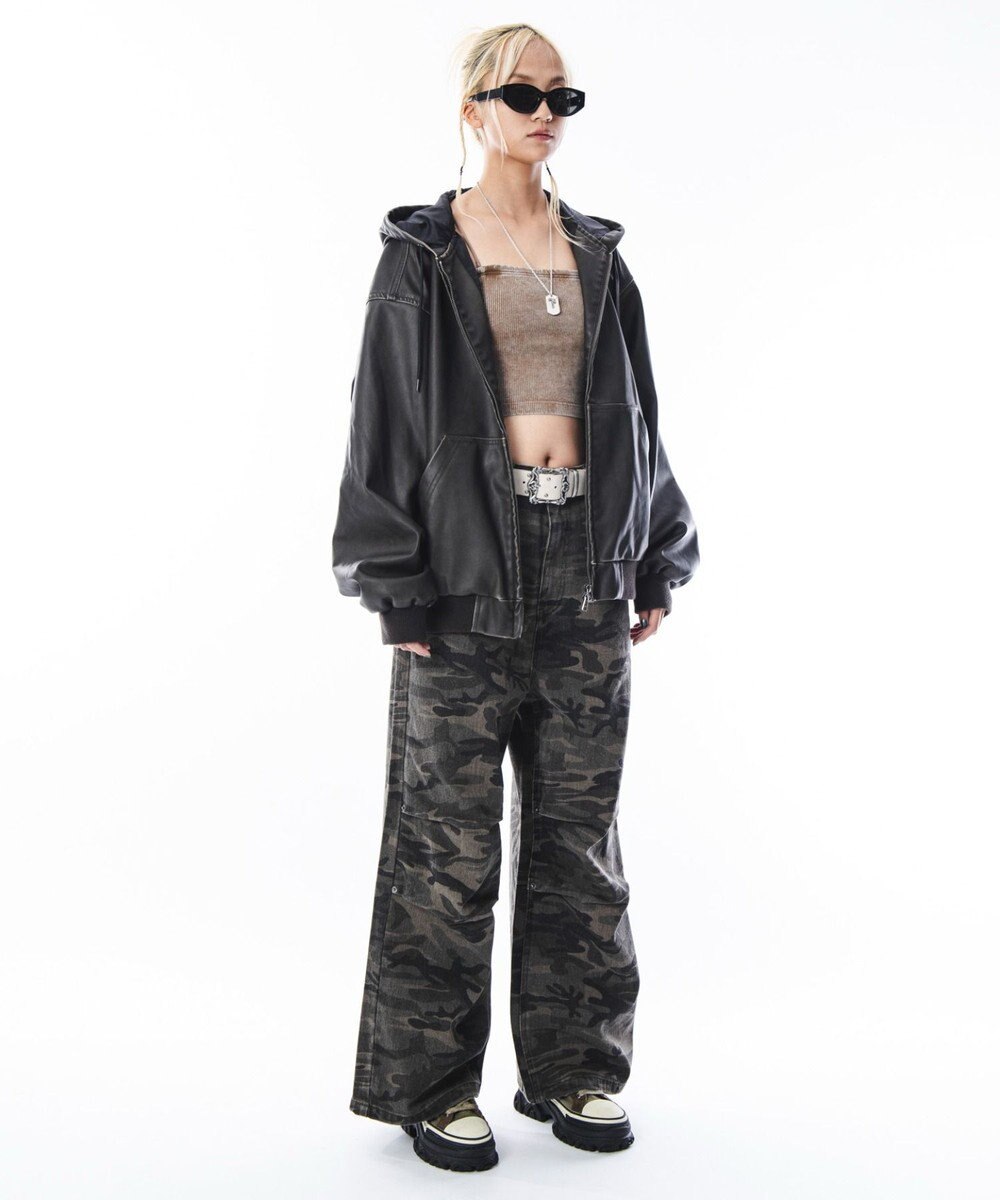 WEGO 【ユニセックス着用ITEM】PUフードブルゾン 