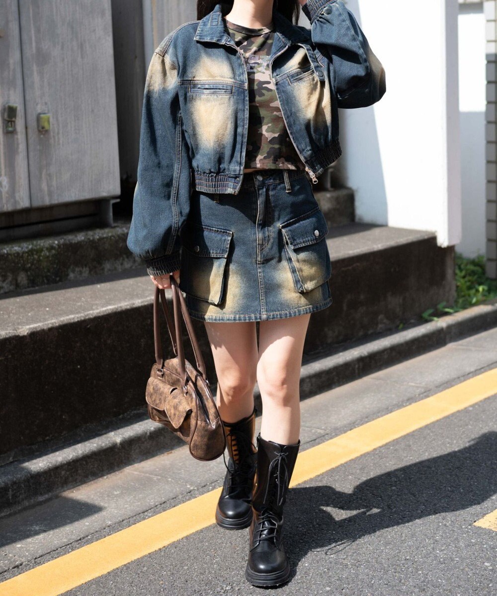 WEGO ヴィンテージウォッシュカーゴミニスカート 