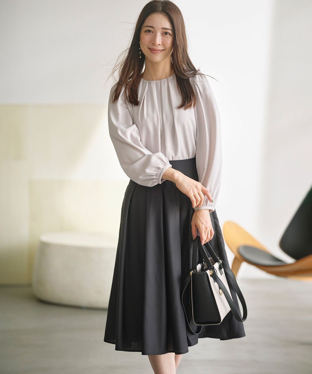 組曲 タックフレアカラースカート 