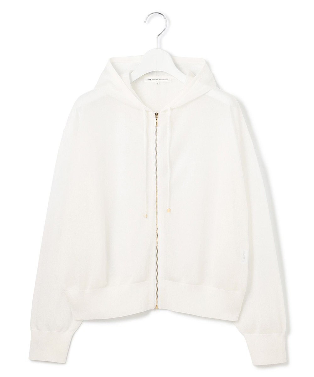 23区 【洗える】シャイニーシアー ニット パーカー 