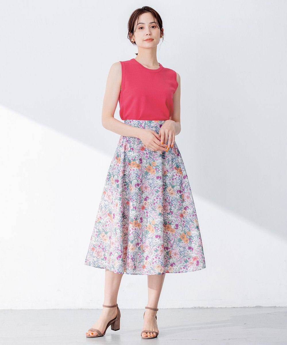 組曲 L 【洗える・シワになりにくい】フルラージュプリント スカート 