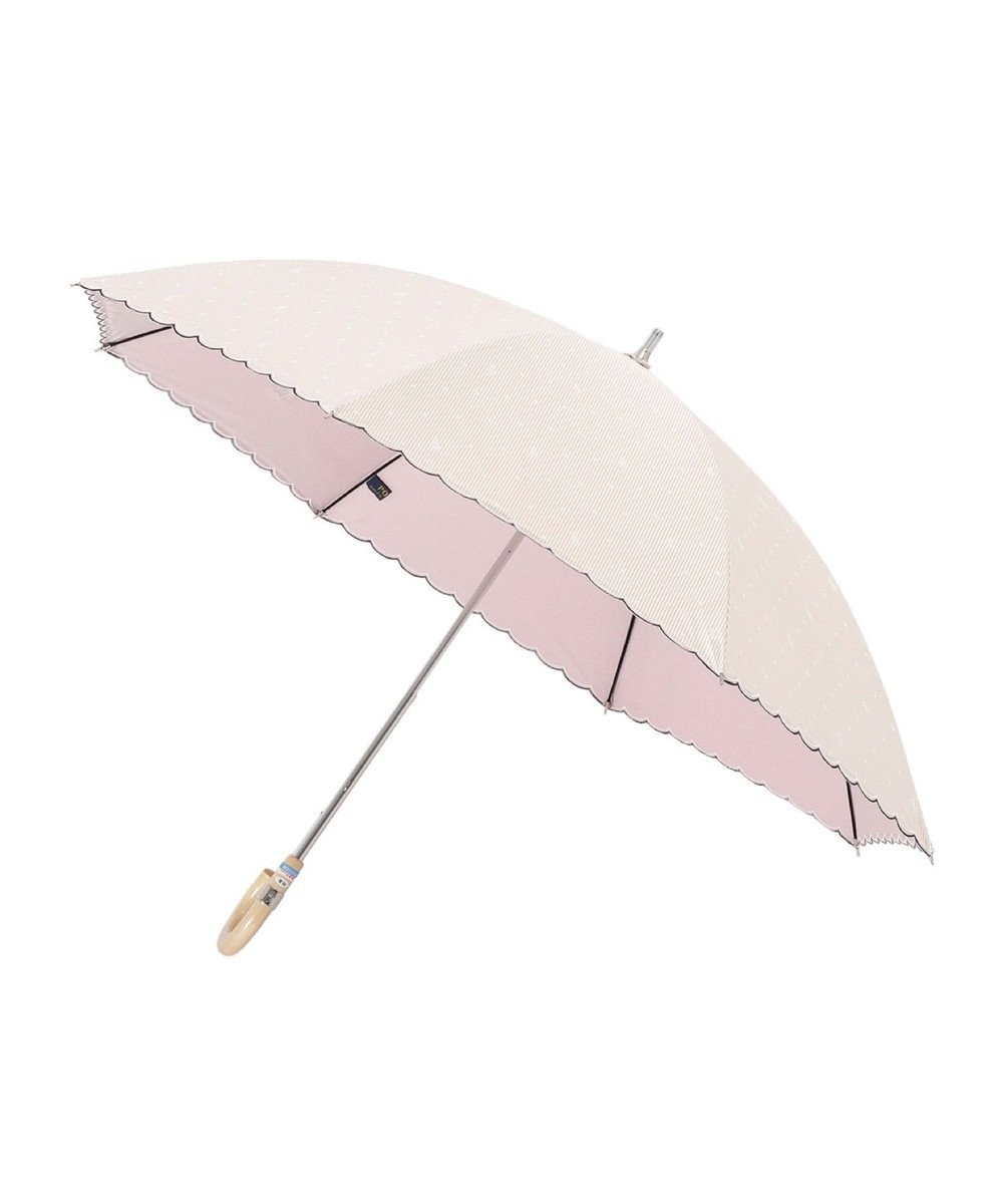MOONBAT POLO RALPH LAUREN 晴雨兼用 長傘 ストライプドット 日傘 一級遮光 遮熱 UV ピーチ